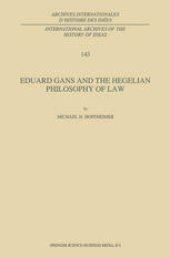 book Eduard Gans and the Hegelian Philosophy of Law