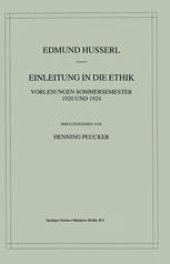 book Einleitung in die Ethik: Vorlesungen Sommersemester 1920/1924