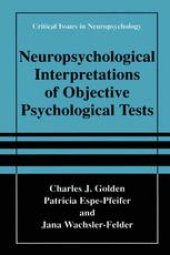 book Neuropsychological Interpretation of Objective Psychological Tests