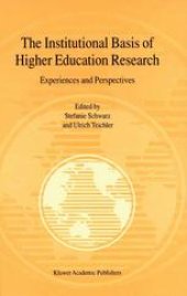 book The Institutional Basis of Higher Education Research: Experiences and Perspectives