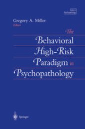 book The Behavioral High-Risk Paradigm in Psychopathology