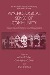 book Psychological Sense of Community: Research, Applications, and Implications