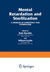 book Mental Retardation and Sterilization: A Problem of Competency and Paternalism