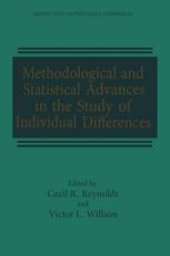 book Methodological and Statistical Advances in the Study of Individual Differences