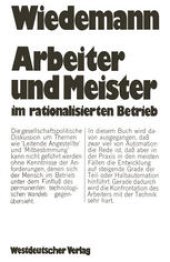 book Arbeiter und Meister im rationalisierten Betrieb