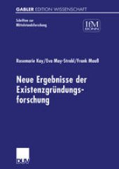 book Neue Ergebnisse der Existenzgründungsforschung