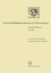 book Lessicografia e Letteratura Italiana: 238. Sitzung am 21. März 1979 in Düsseldorf