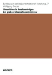 book Linearitäten in Anreizverträgen bei groben Informationsstrukturen