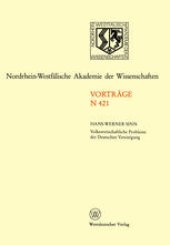 book Volkswirtschaftliche Probleme der Deutschen Vereinigung: 401. Sitzung am 13. April 1994 in Düsseldorf