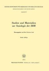 book Studien und Materialien zur Soziologie der DDR