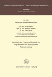 book Handbuch der Programmbibliothek zur linguistischen und philologischen Textverarbeitung