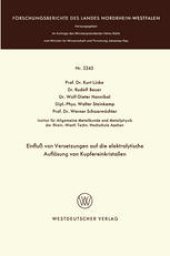 book Einfluß von Versetzungen auf die elektrolytische Auflösung von Kupfereinkristallen