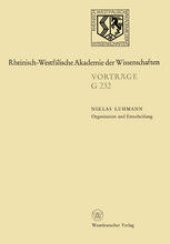 book Organisation und Entscheidung: 227. Sitzung am 18. Januar 1978 in Düsseldorf