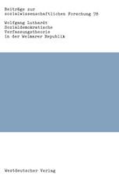 book Sozialdemokratische Verfassungstheorie in der Weimarer Republik