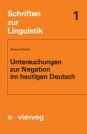 book Untersuchungen zur Negation im heutigen Deutsch