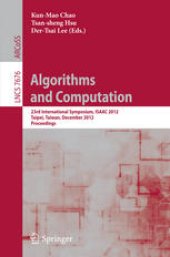 book Algorithms and Computation: 23rd International Symposium, ISAAC 2012, Taipei, Taiwan, December 19-21, 2012. Proceedings