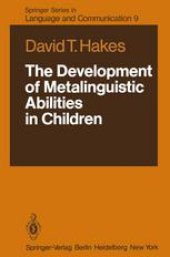 book The Development of Metalinguistic Abilities in Children