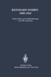 book Reinhard Dohrn 1880–1962: Reden, Briefe und Veröffentlichungen zum 100. Geburtstag