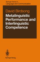 book Metalinguistic Performance and Interlinguistic Competence