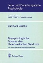 book Biopsychologische Faktoren des Hyperkinetischen Syndroms: Eine multimodale Theorie und Forschungsstrategie