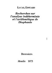 book Recherches sur l'analyse indeterminee et l'arithmetique de diophante