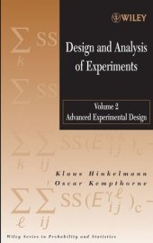 book Design and Analysis of Experiments, Advanced Experimental Design