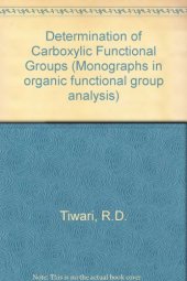 book The Determination of Carboxylic Functional Groups