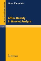 book Affine density in wavelet analysis