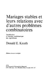 book Mariages stables et leurs relations avec d'autres problèmes combinatoires: introduction à l'analyse mathématique des algorithmes