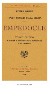 book I poeti filosofi della Grecia: Empedocle. Studio critico. Traduzione e commento delle testimonianze e dei frammenti