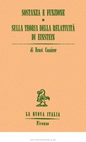 book Sostanza e funzione. Sulla teoria della relatività di Einstein