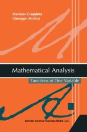 book Mathematical analysis: functions of one variable