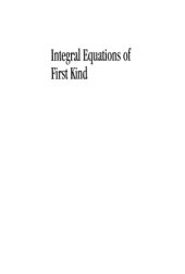 book Integral Equations of First Kind