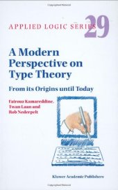 book A Modern Perspective on Type Theory: From its Origins until Today