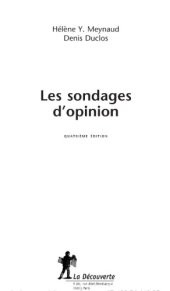 book Les sondages d'opinion