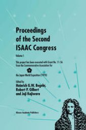 book Proceedings of the Second ISAAC Congress: Volume 1: This project has been executed with Grant No. 11–56 from the Commemorative Association for the Japan World Exposition (1970)