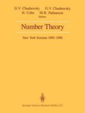 book Number Theory: New York Seminar 1989–1990