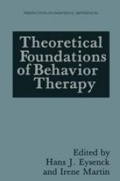 book Theoretical Foundations of Behavior Therapy