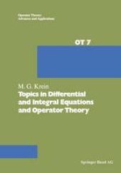 book Topics in Differential and Integral Equations and Operator Theory