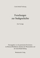 book Forschungen zur Stadtgeschichte