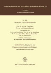 book Kristallchemie, Strukturen und Phasenumwandlungen von Silikaten, Germanaten und Boraten