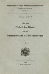 book Über den Einfluß des Windes auf den Barometerstand an Höhenstationen