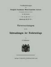 book Untersuchungen über die Schwankungen der Niederschläge