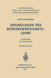 book Grundlagen der Betriebswirtschaftslehre: Die Produktion