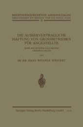 book Die Ausservertragliche Haftung von Grossbetrieben für Angestellte: Eine Rechtsvergleichende Untersuchung