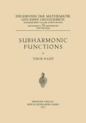 book Subharmonic Functions