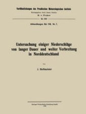 book Untersuchung einiger Niederschläge von langer Dauer und weiter Verbreitung in Norddeutschland