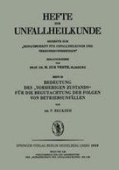 book Bedeutung des „Vorherigen Zustands“ für die Begutachtung der Folgen von Betriebsunfällen