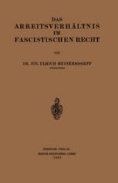 book Das Arbeitsverhältnis im Fascistischen Recht