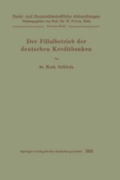 book Der Filialbetrieb der deutschen Kreditbanken